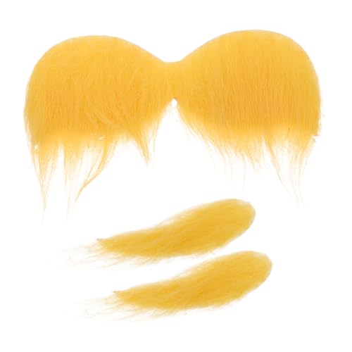 Alipis Lustiger falscher Schnurrbart Kostümzubehör Halloween-Zubehör Cosplay-Bärte selbstklebender Schnurrbart falscher Schnurrbart und Augenbrauen Cosplay-Schnurrbart Tuch Yellow von Alipis