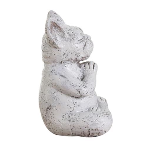 Alipis Meditierender Welpe Haustier-Denkmal Spielzeug für Haustiere Hundehütte im Freien Dackel Mann Dekoration Weihnachten weinachtsdeko Hundeornament Meditationshund-Skulptur Harz Weiß von Alipis