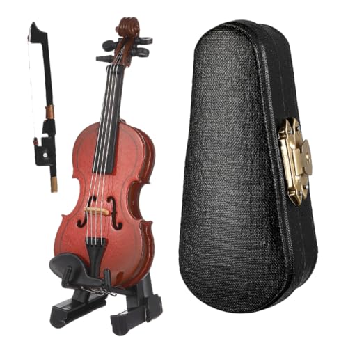 Alipis Miniatur Violine Ornament Mit Ständer Und Box Realistisches Modell Für Fotografie Dekoration Und Sammler Kleine Violine Für Musikliebhaber Und Puppenhaus von Alipis