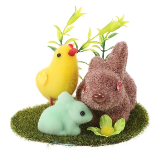 Alipis Osterdekorationen ausgestopft Küken Puppe Ornamente Kaninchen für kinderspielzeug hasenfiguren gartendeko beflockter Hase ostergarten Dekoration Beflockung von Alipis