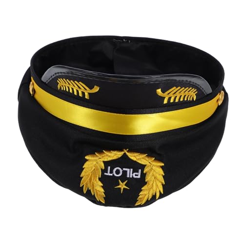 Alipis Pilotenleistungshut Airline-pilotenkappe Hut Bühnenaufführungshut Pilotenmütze Bühnenleistungsobergrenze Party-ornament Cosplay-hut-requisite Lustiger Hut Polyester Black von Alipis