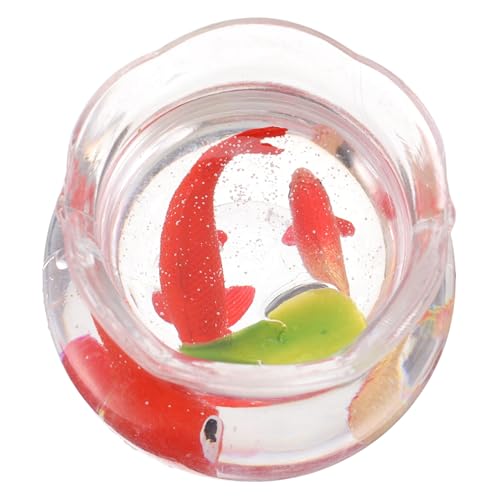 Alipis Simulation Eines Koi-beckens Aquariumzubehör Betta-Aquarium-dekor Puppenhaus-miniaturen Mini-tierfiguren Miniatur-puppenhauszubehör Harzfisch Klein Miniatur Fischglas PVC von Alipis