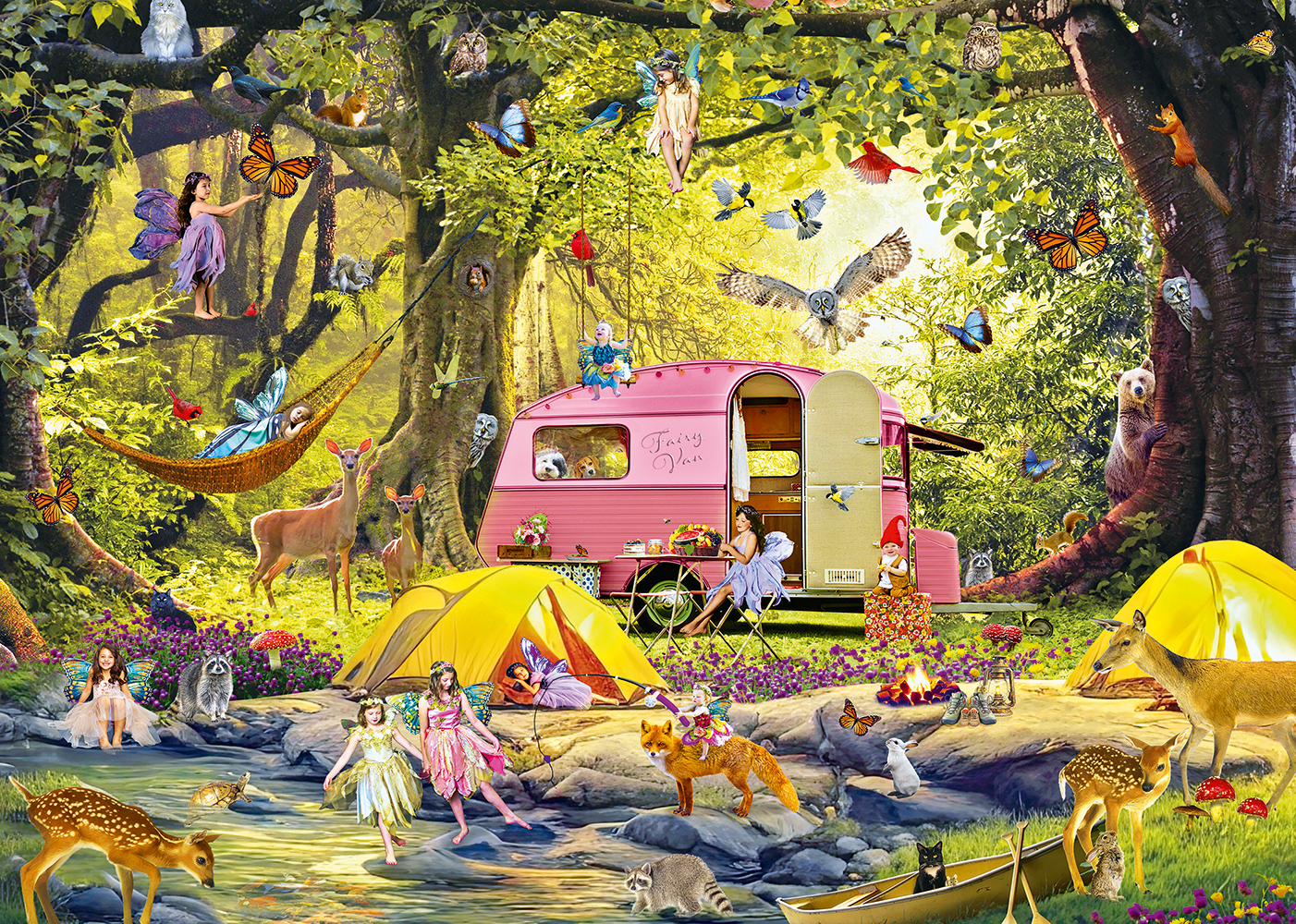 Alipson Puzzle Campingplatz der Feen mit Freunden des Waldes 1000 Teile Puzzle Alipson-Puzzle-50050 von Alipson Puzzle