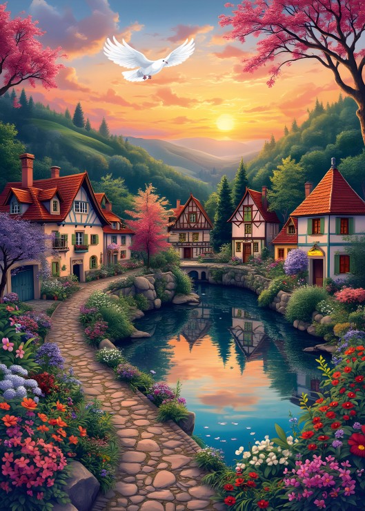 Alipson Puzzle Das Dorf am Ufer 500 Teile Puzzle Alipson-Puzzle-F-50178 von Alipson Puzzle