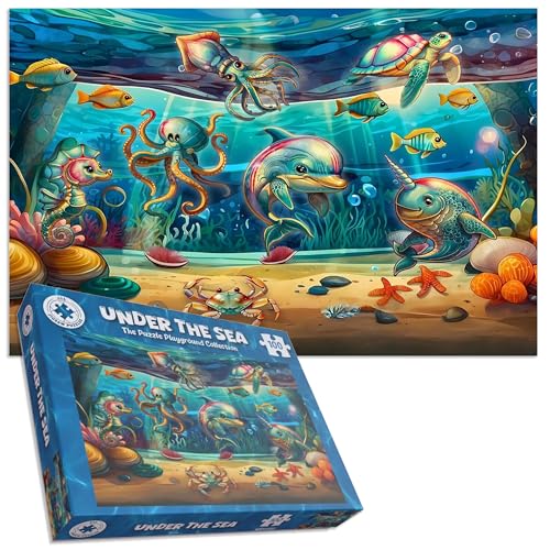 100-teiliges Puzzle mit Fischen, Meeresschildkröte, Delfin, Krabben, Seepferdchen und mehr, perfekt für Kinder ab 6 Jahren von All Jigsaw Puzzles