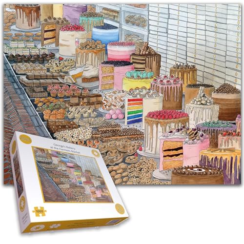 1000 Teile Puzzle – George's Bakery at The Farmer's Market Artists Collection – Wunderschön illustrierte hausgemachte Kuchen – Familienunterhaltung & Geschenkidee Größe 66 x 50 cm von All Jigsaw Puzzles