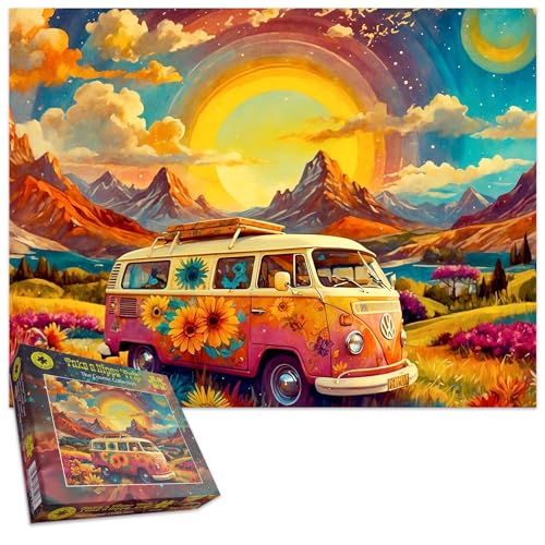 1000-teiliges Puzzle "Take a Hippy Trip", lebendiges Campervan-Abenteuer mit atemberaubender Landschaft, für Erwachsene, Größe 66 x 50 cm von All Jigsaw Puzzles