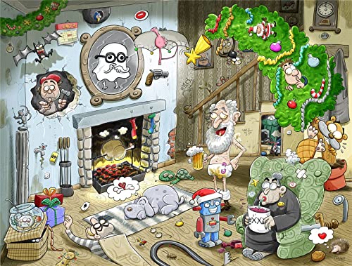 1000-teiliges Puzzle für Erwachsene, Jugendliche und Kinder – Chaos im Weihnachtshaus – Lustiges Cartoon-Puzzle, 1000-teilige Familienspiele von All Jigsaw Puzzles