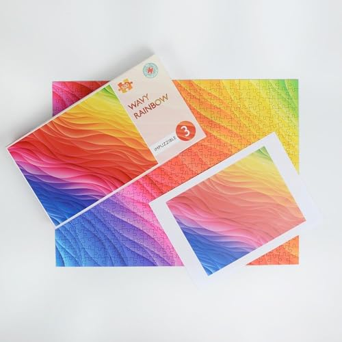 500-teiliges gewelltes Regenbogen-Puzzle – Impossible Impuzzibles – 50 x 38 cm – bunt, kräftig, Regenbogen-Puzzle für Erwachsene von All Jigsaw Puzzles