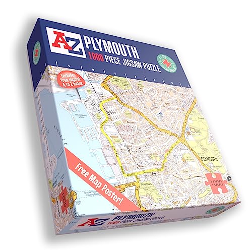 A to Z Map of Plymouth Puzzle für Erwachsene – 1000 Teile Puzzle Geschenk – Karte Puzzles, Karte Geschenk von All Jigsaw Puzzles