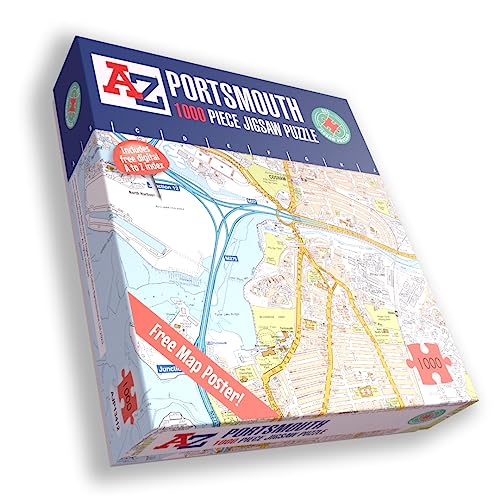 A to Z Map of Portsmouth Puzzle für Erwachsene – 1000 Teile Puzzle Geschenk – Karte Puzzles, Karte Geschenk von All Jigsaw Puzzles