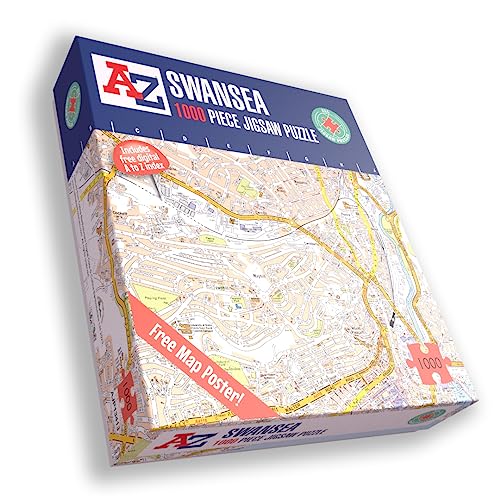 A to Z Map of Swansea Puzzle für Erwachsene – 1000 Teile Puzzle Geschenk – Karte Puzzles, Karte Geschenk von All Jigsaw Puzzles