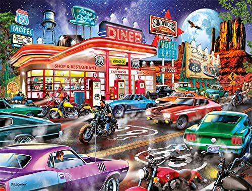 Puzzle mit 1000 Teilen: All-American Diner – Premium-Qualität für Erwachsene – Hergestellt in Großbritannien | Umweltfreundliches Puzzlebrett aus 100 % recyceltem Material | Große Größe 66 cm x 50 cm von All Jigsaw Puzzles