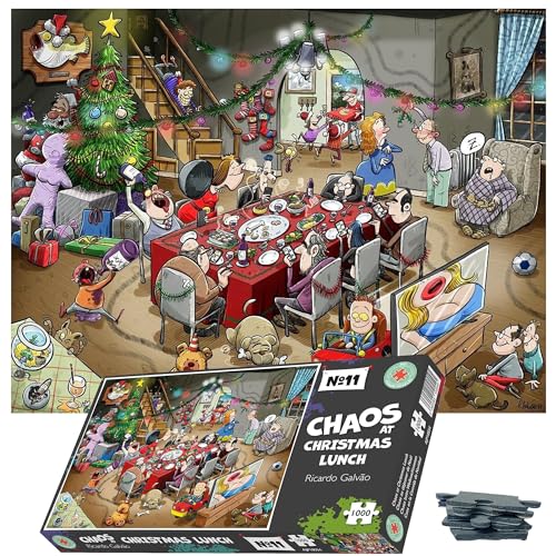 All Jigsaw Puzzles AJP10553 Chaos at Christmas Lunch Puzzle 500 Teile, Weihnachtsfarben von All Jigsaw Puzzles