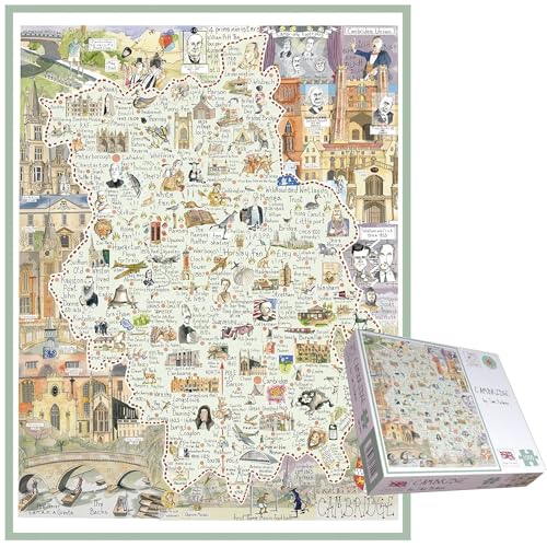 Cambridge Puzzle 1000 Teile von Tim Bulmer - Illustrierte Karte von Sehenswürdigkeiten, Prominenten & versteckten Edelsteinen für Puzzle- & Geschichtsliebhaber von All Jigsaw Puzzles