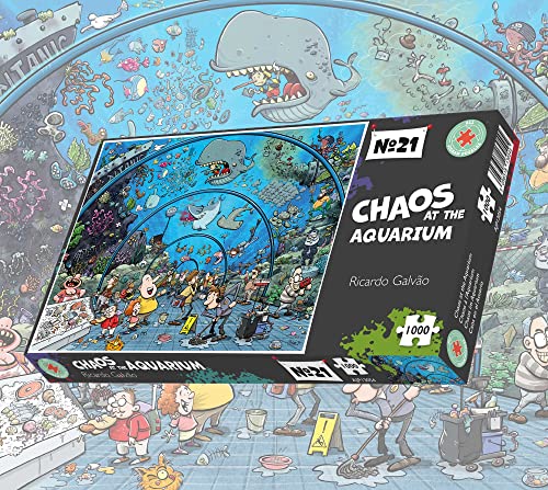 Chaos im Aquarium – 1000-teiliges Puzzle für Erwachsene, Jugendliche, Kinder | Recyceltes Puzzlebrett | Lustige Cartoon-Rätsel von All Jigsaw Puzzles