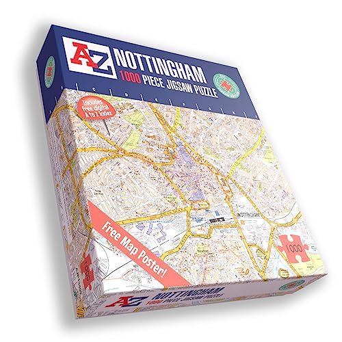 Karte von Nottingham von A bis Z für Erwachsene – 1000-teiliges Puzzle-Geschenk – Karten-Puzzles, Karten-Geschenk von All Jigsaw Puzzles