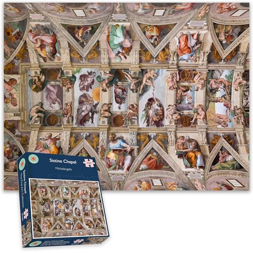 Michelangelo Puzzle – Sixtinische Kapelle Decke von Michelangelo – für Erwachsene, 50 cm x 38 cm, Künstler-Kollektion, Kunst, 500 Teile von All Jigsaw Puzzles