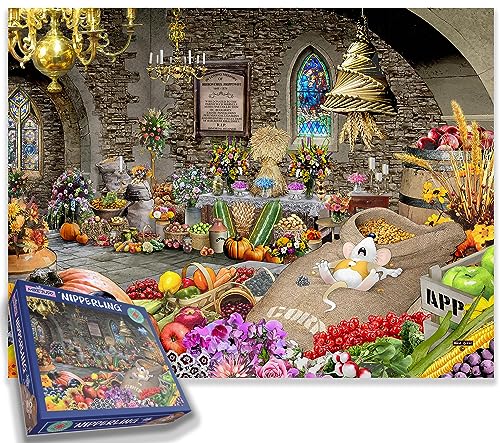 Nipperling Puzzle von Mike Jupp - 1000 Teile Erntefestszene aus der Wormberry Jam Collection - lebendiges, detailliertes Kunstwerk mit rustikalem Charme - 50 x 66 cm von All Jigsaw Puzzles