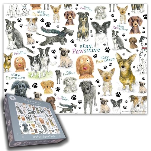 Stay Pawsitive Puzzle mit 500 Teilen – Entzückendes Hunde-Themenpuzzle mit Catherine Redgate Kunstwerk für Hundeliebhaber von All Jigsaw Puzzles