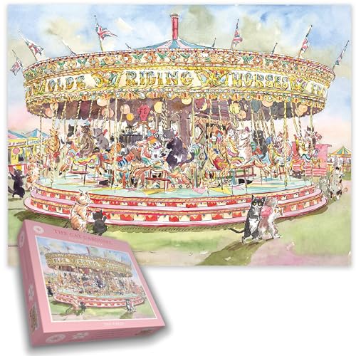 The Cat Carousel 1000 Piece Jigsaw Puzzle - Claire Fletcher Artwork - Quirky Cats on Fairground Ride For Adults for Cat Lovers - Size 66 x 50cm von All Jigsaw Puzzles