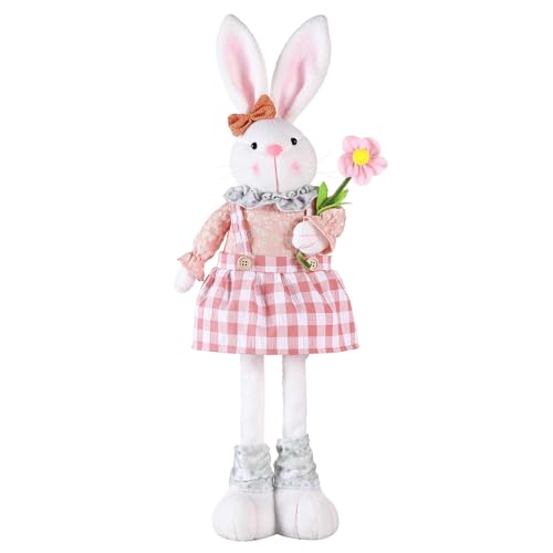 Allayu Dehnbares Bein Osterhase Dekoration Familie Polyester Ostern Langes Bein Stehendes Teleskopkaninchen , Rosa von Allayu