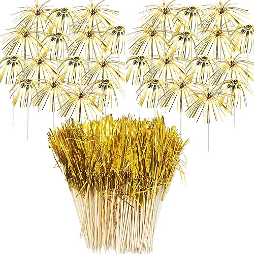 Allazone Cocktail Picks Feuerwerk Party Picks Feuerwerk Kuchen Topper, Sandwich Cocktail Picks, Zahnstocher für Kuchen Dekoration, Party Supplies, Weihnachtsdekoration (100) von Allazone