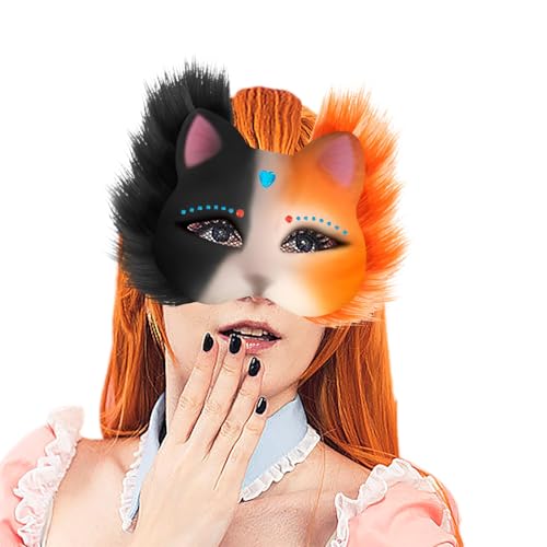 Allbestop 1 Set Leere Katzenmasken Diy Blank Gesicht Maske KostüM Für Maskerade Mit Filzstoff Eye Mesh Falsche Wolle Therian Stuff Japanische Fuchsmasken Für Ostern Karneval Maskerade Party Cosplay von Allbestop