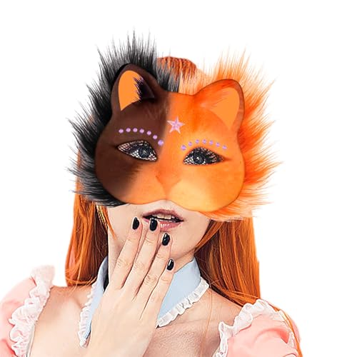 Allbestop 1 Set Leere Katzenmasken Diy Gemalt Blank Gesichtsmaske Mit Kunsthaar Und Netz Therian Masken-Bastelset Furry Mask Für Ostern Karneval Maskerade Party Cosplay von Allbestop