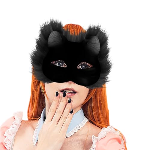 Allbestop 1 Set Leere Katzenmasken Diy Papier Maske Mit Kuns Fell Und Eye Mesh Mit Pelzaugenmaschen Therian Maske Masken Zum Bemalen Kinder Für Maskerade Cosplay Party-Interaktion von Allbestop