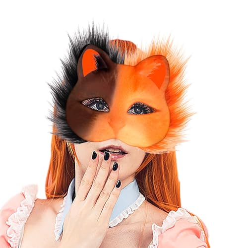 Allbestop 6Er-Set Therian-Maskenset Funny Diy Pelry Maske Mit Filzstoff Eye Mesh Falsche Wolle Therian Maske Weiße Cat Mask Für Ostern Karneval Maskerade Party Cosplay von Allbestop