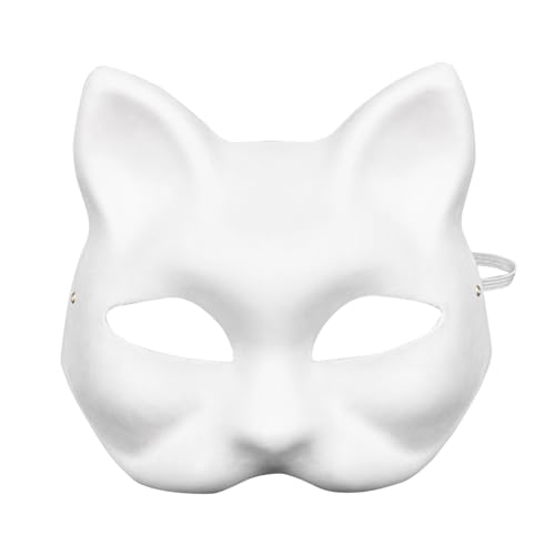 Allbestop DIY Katze Halloween für Kinder Erwachsene weiße Katze Tier handbemalt Gesicht Tier Party Cosplay Kostüm 15 Stück Brille (White, 18X17CM) von Allbestop