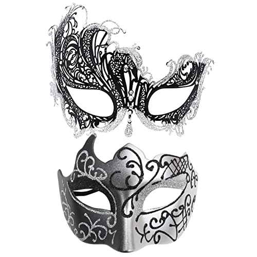 Allbestop Damen Herren Venezianischen Maske,Halloween/Party/Ball Prom/Karneval/Hochzeit/Wanddekoration Paar Maskerade Masken Faschingsmasken Schwarze Maske Kostüm Fasching von Allbestop