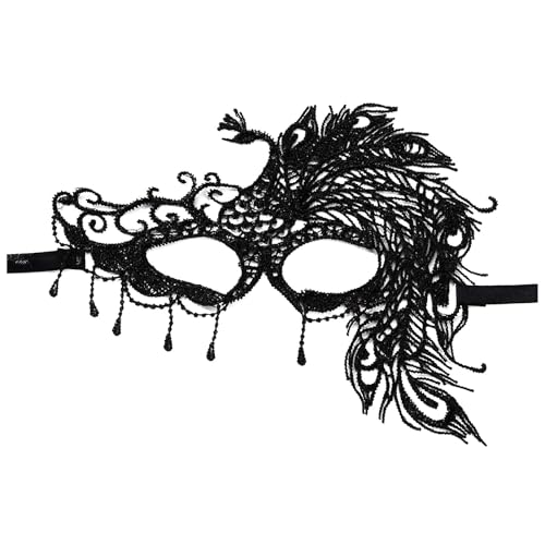 Allbestop Venezianischen Masquerade Maske,Maske Für Halloween Karneval Abendkleid Tanz Ball Party Fun Vintage Maskerade Maske Fasching Verkleidung Maskenball Partner Kostüme Erwachsene Black Mask von Allbestop