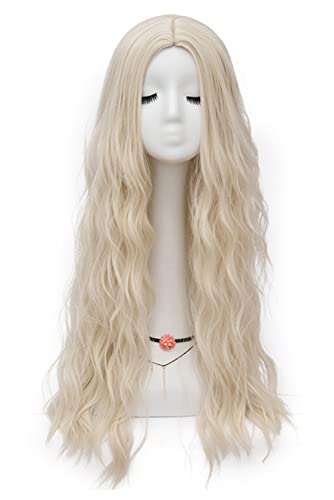 Alleyon Hexe Kostüm Perücke Blonde Lange Perücken Locken Hexe Haar Halloween Zubehör für Karneval Mottoparty von Alleyon