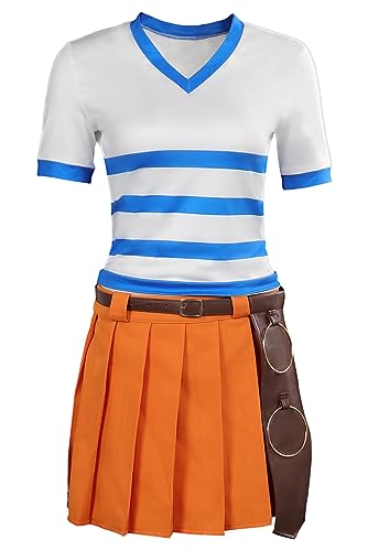 Alleyon Nami Cosplay Anime T-Shirt Nami Kostüm Kleid für Halloween XS von Alleyon