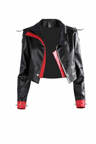 Alleyon Vi Cosplay Jacke LOL Kostüm Anime Outfit Vi Jacket Uniform Schwarz von Alleyon