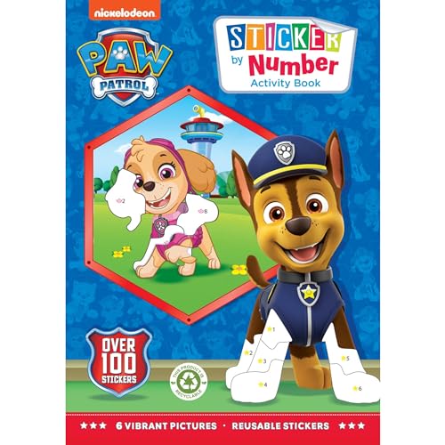 ALLIGATOR - Paw Patrol Aufkleber nach Zahlen Buch, Stickerbuch, Sticker nach Zahlen für Kinder, Aufkleber nach ZahlenPaw Patrol Aufkleber, Paw Patrol Stickerbuch, Sticker Aktivitätsbuch, von Alligator