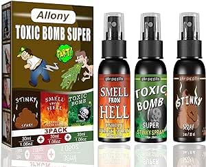 Allony 3 PCS Fart Spray, Furz Spray, Furzspray Extrem Stinkend, Prank Sachen Stinkspray Urkomisches Werkzeug für Erwachsene, Extrem Langanhaltender Schlechter Geruch von Allony