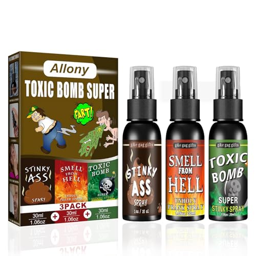 Allony 3 PCS Fart Spray, Furz Spray, Furzspray Extrem Stinkend, Prank Sachen Stinkspray Urkomisches Werkzeug für Erwachsene, Extrem Langanhaltender Schlechter Geruch von Allony