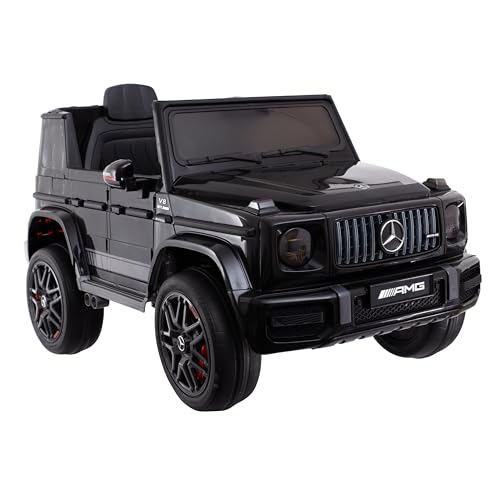 Allpax Mercedes G63 AMG Elektro Kinderauto für Kinder mit Fernbedienung - 3-6 Jahre bis 30 kg - Premium Soundsystem mit Motorsound, Hupe, USB – Lizenziertes Elektroauto für Kinder schwarz 3-6 km/h von Allpax