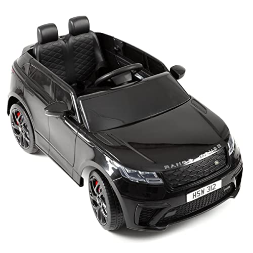 Allpax Range Rover Velar Elektro Kinderauto für Kinder mit Fernbedienung, 3-5 Jahre bis 30 kg, Premium Soundsystem mit Motorsound, Hupe, USB – Lizenziertes Elektroauto für Kinder schwarz 3-6 km/h von Allpax