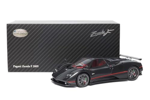 Almost Real 850410001 - Pagani Zonda F Gloss Carbon Black with Red Stripe 2015 - maßstab 1/18 - Modellauto von Almost Real