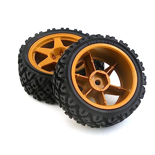 1/10 Gelber High Grip Ability Offroad-Rallye-Auto-Reifenersatz, 1/10 Ferngesteuertes Auto-Rad (orange) von Alomejor