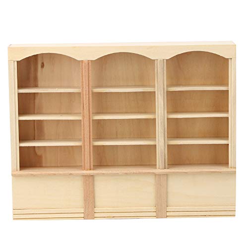 1/12 Puppenhaus Miniatur Bücherregal Schrank Möbel Modell Spielzeug Zubehör Helle Farbe Raffiniertes Aussehen für Puppenhaus (Holzfarbe (dreifaches Bücherregal)) von Alomejor