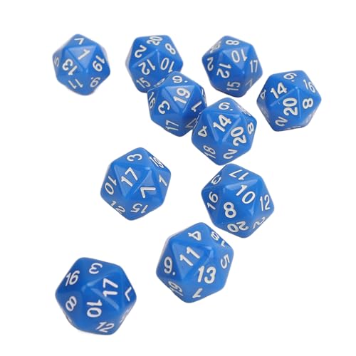 10-teiliges Leichtes Würfelset, Proof D20 Polyeder-Würfelset, Hochfeste 20-seitige Würfel für RPG-Spieltische (Blue) von Alomejor