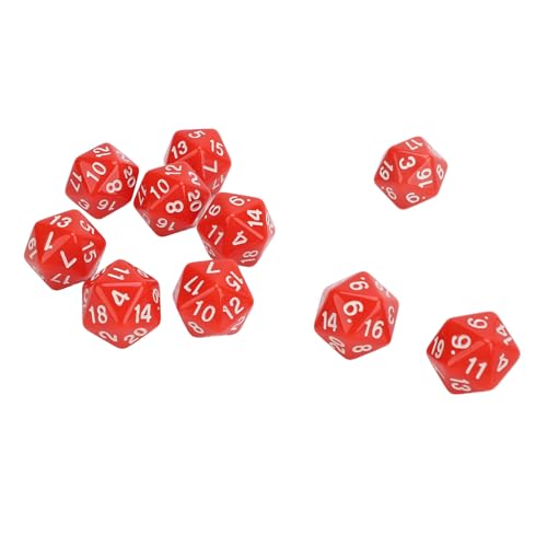 10-teiliges Leichtes Würfelset, Proof D20 Polyeder-Würfelset, Hochfeste 20-seitige Würfel für RPG-Spieltische (Rot) von Alomejor