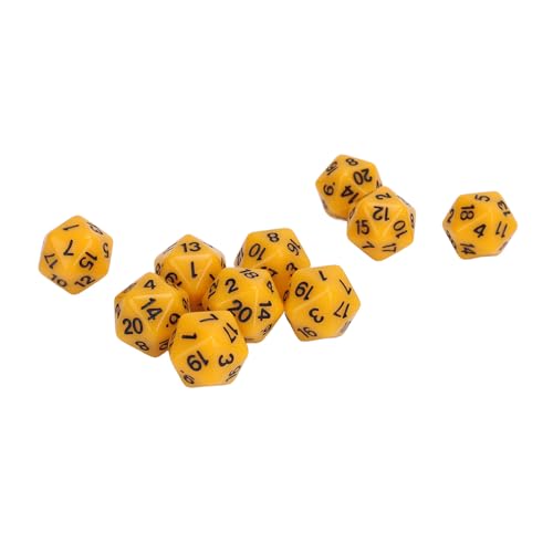 10-teiliges Leichtes Würfelset, Proof D20 Polyeder-Würfelset, Hochfeste 20-seitige Würfel für RPG-Spieltische (Yellow) von Alomejor