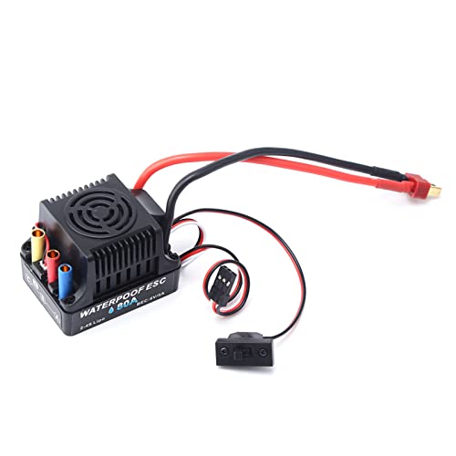 100A Bürstenloser Regler mit Guter Wärmeableitung, Wasserdichter Controller 2 4S Lipo für RC-Boot, Schwarz (80A) von Alomejor