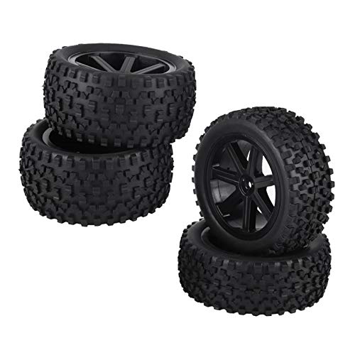 4 Stück 1/10 RC Truck Gummireifen RC Monster Truck Vorder- und Hinterradsatz für Verschiedene Arten von RC Cars(schwarz) von Alomejor